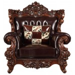 ACME Forsythia Chair w/1 Pillow, Espresso Top Grain Leather Match & Walnut