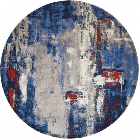 Nourison Twilight TWI20 Area Rug, Grey/Blue, 8' x Round