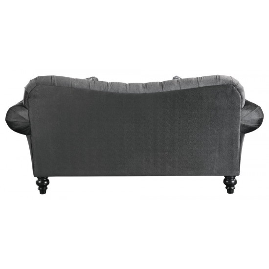 ACME Gaura Loveseat w/3 Pillows, Dark Gray Velvet