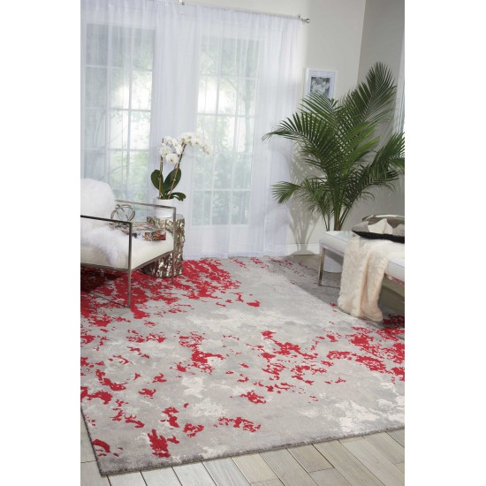 Nourison Twilight TWI21 Area Rug, Grey/Red, 5'6" x 8'