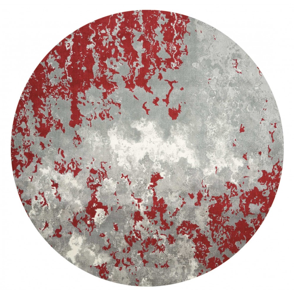 Nourison Twilight TWI21 Area Rug, Grey/Red, 8' x Round