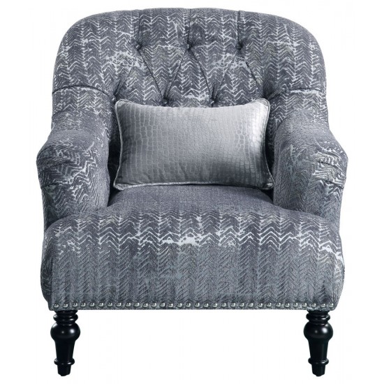 ACME Gaura Chair w/1 Pillow, Pattern Gray Velvet