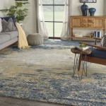 Nourison Twilight TWI22 Area Rug, Navy/Gold, 12' x 15'