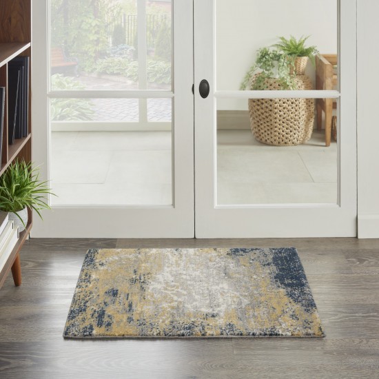 Nourison Twilight TWI22 Area Rug, Navy/Gold, 2' x 3'