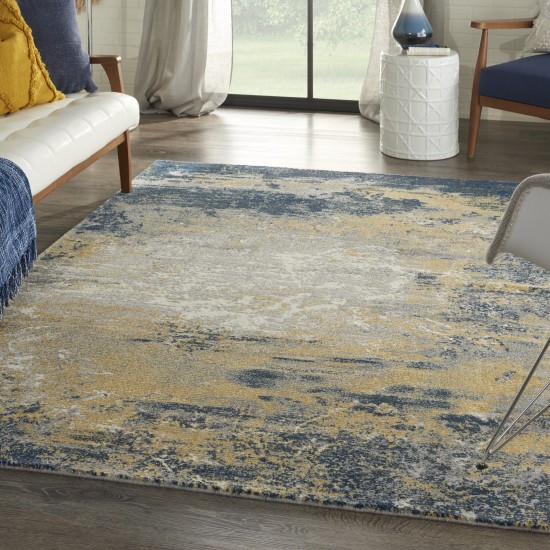 Nourison Twilight TWI22 Area Rug, Navy/Gold, 5'6" x 8'