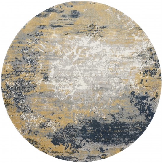 Nourison Twilight TWI22 Area Rug, Navy/Gold, 8' x Round