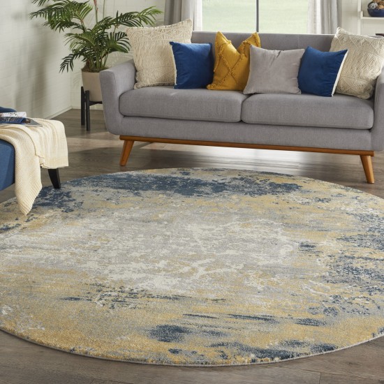 Nourison Twilight TWI22 Area Rug, Navy/Gold, 8' x Round