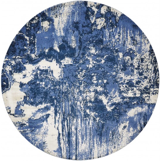 Nourison Twilight TWI24 Area Rug, Blue/Ivory, 8' x Round