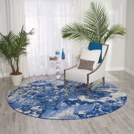 Nourison Twilight TWI24 Area Rug, Blue/Ivory, 8' x Round