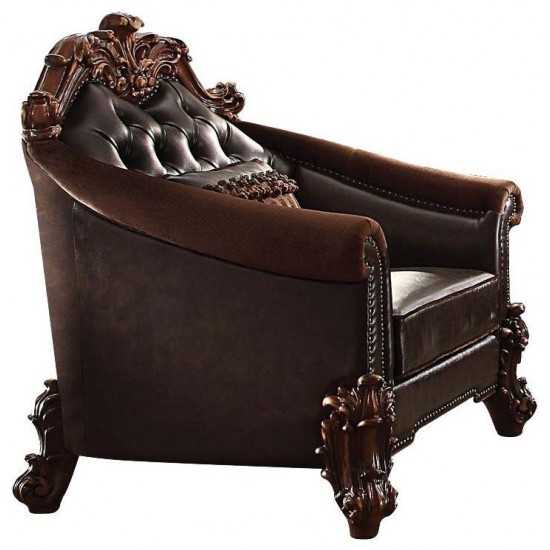 ACME Vendome II Chair w/1 Pillow, 2-Tone Dark Brown PU & Cherry