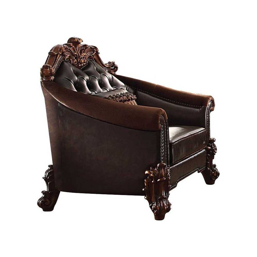 ACME Vendome II Chair w/1 Pillow, 2-Tone Dark Brown PU & Cherry