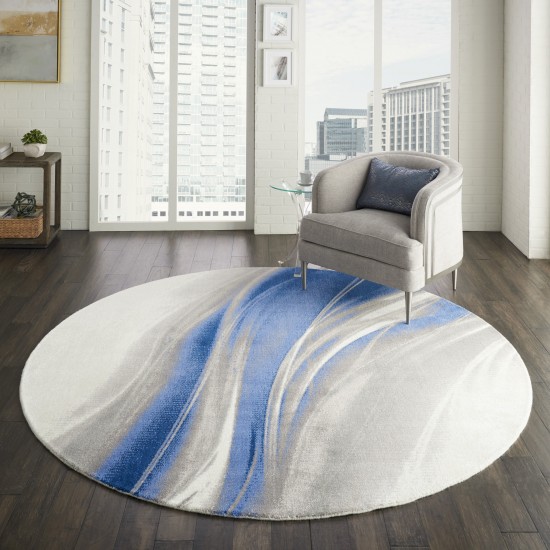 Nourison Twilight TWI28 Area Rug, Ivory/Grey/Blue, 8' x Round