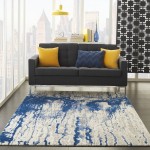 Nourison Twilight TWI29 Area Rug, Ivory/Blue, 5'6" x 8'