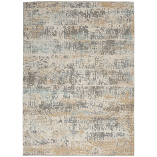 Michael Amini MA90 Uptown UPT03 Area Rug, Beige/Aqua, 4' x 6'