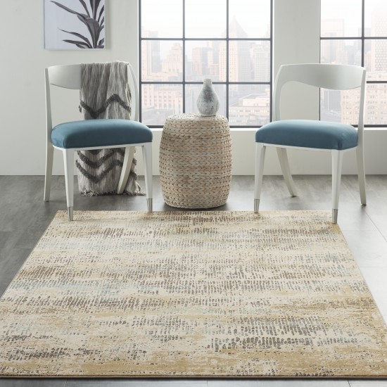 Michael Amini MA90 Uptown UPT03 Area Rug, Beige/Aqua, 4' x 6'