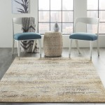 Michael Amini MA90 Uptown UPT03 Area Rug, Beige/Aqua, 5'3" x 7'3"