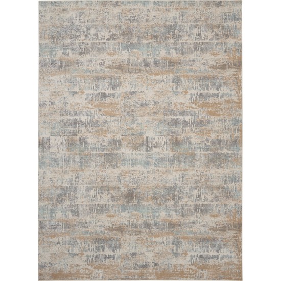 Michael Amini MA90 Uptown UPT03 Area Rug, Beige/Aqua, 7'10" x 9'10"