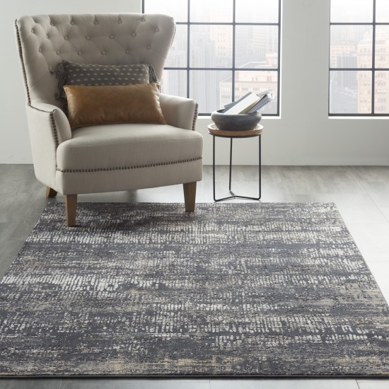 Michael Amini MA90 Uptown UPT03 Area Rug, Charcoal/Grey, 4' x 6'