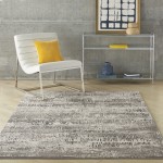 Michael Amini MA90 Uptown UPT03 Area Rug, Ivory/Grey, 5'3" x 7'3"