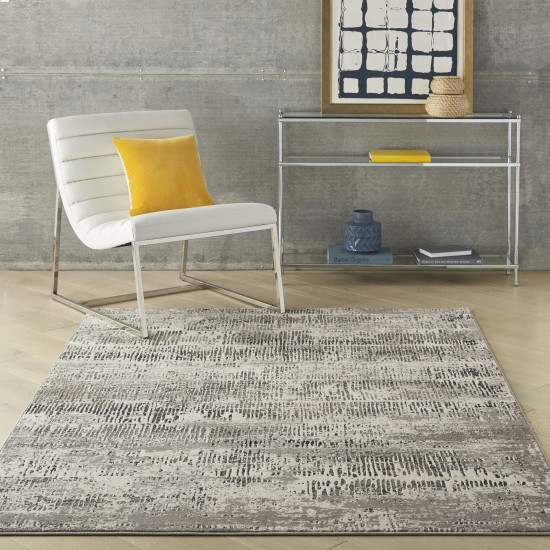 Michael Amini MA90 Uptown UPT03 Area Rug, Ivory/Grey, 5'3" x 7'3"