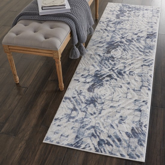 Nourison Urban Decor URD02 Runner Rug, Ivory/Blue, 2'2" x 7'6"