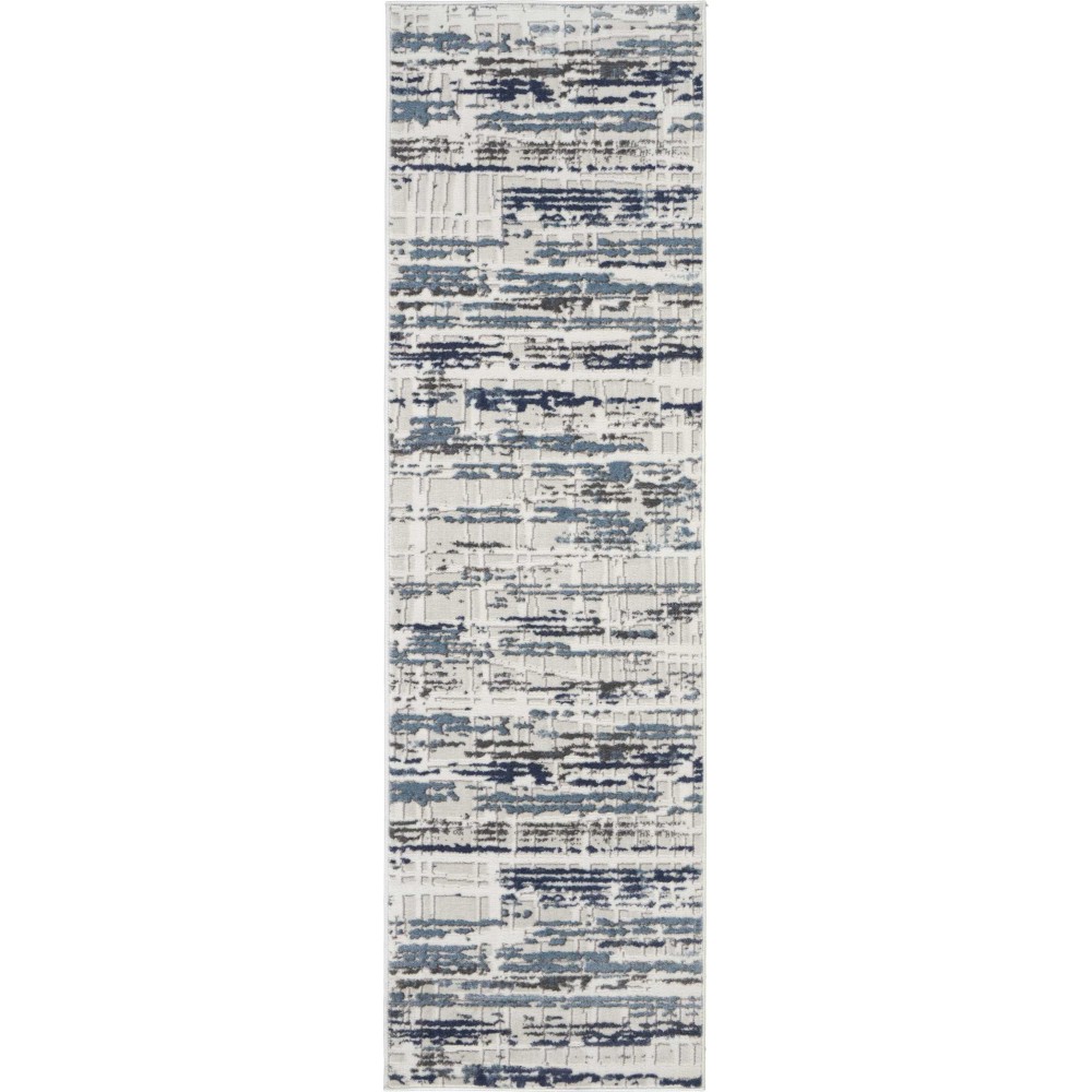 Nourison Urban Decor URD03 Runner Rug, Ivory/Slate, 2'2" x 7'6"