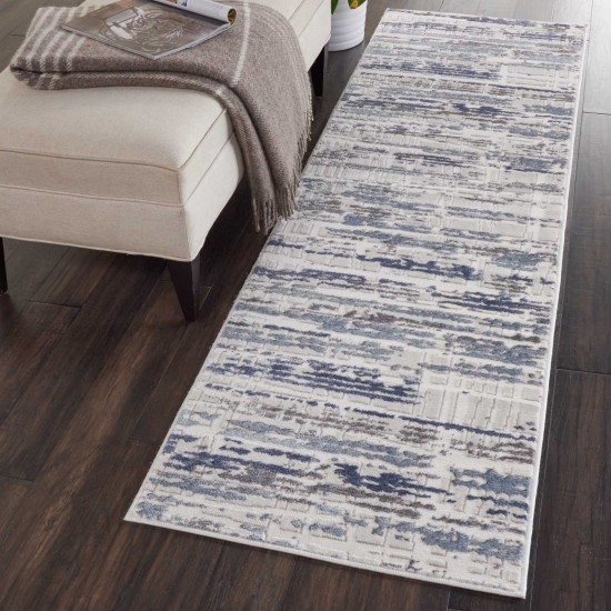 Nourison Urban Decor URD03 Runner Rug, Ivory/Slate, 2'2" x 7'6"