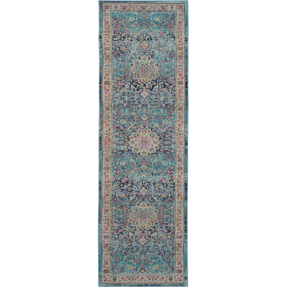 Nourison Vintage Kashan VKA01 Runner Rug, Blue, 2'4" x 8'