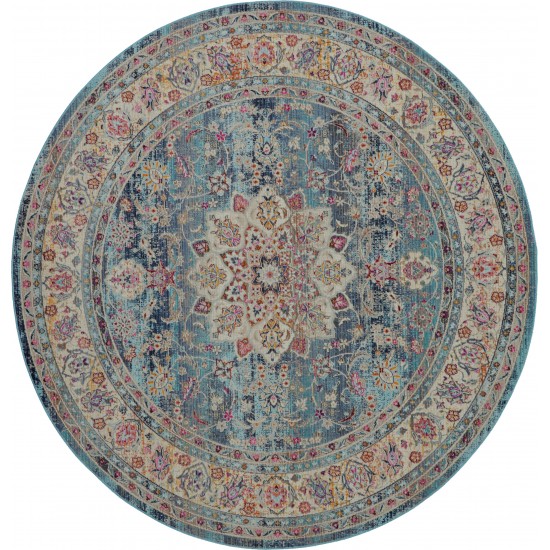 Nourison Vintage Kashan VKA01 Area Rug, Blue, 4' x Round