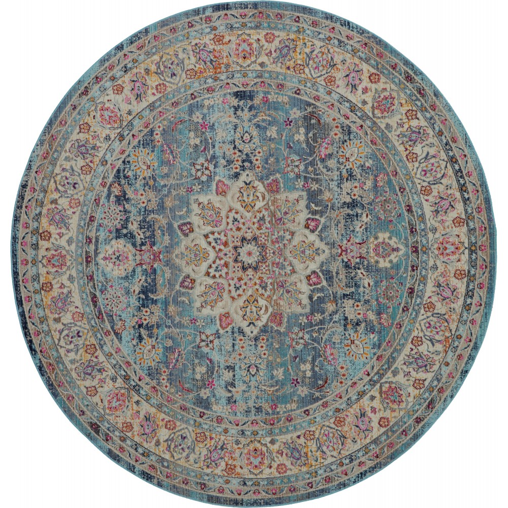 Nourison Vintage Kashan VKA01 Area Rug, Blue, 4' x Round