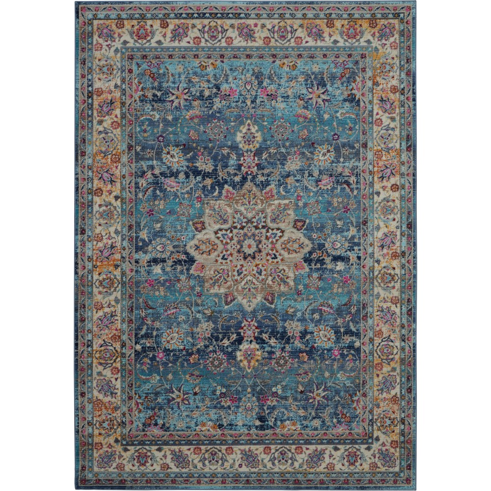 Nourison Vintage Kashan VKA01 Area Rug, Blue, 5'3" x 7'10"