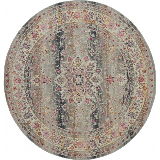 Nourison Vintage Kashan VKA01 Area Rug, Grey, 4' x Round