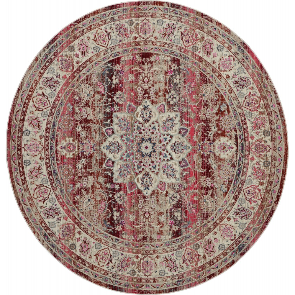 Nourison Vintage Kashan VKA01 Area Rug, Red, 4' x Round