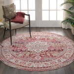 Nourison Vintage Kashan VKA01 Area Rug, Red, 4' x Round