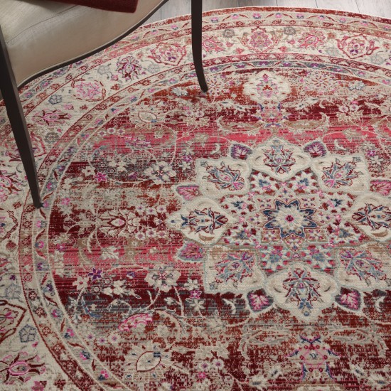 Nourison Vintage Kashan VKA01 Area Rug, Red, 6' x Round