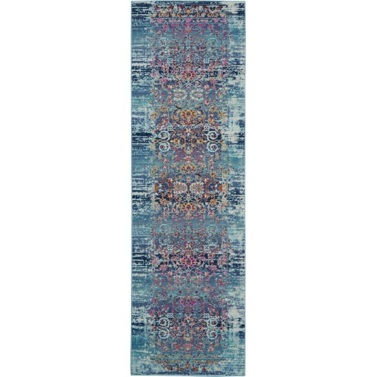 Nourison Vintage Kashan VKA02 Runner Rug, Blue, 2'4" x 8'