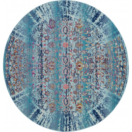 Nourison Vintage Kashan VKA02 Area Rug, Blue, 4' x Round