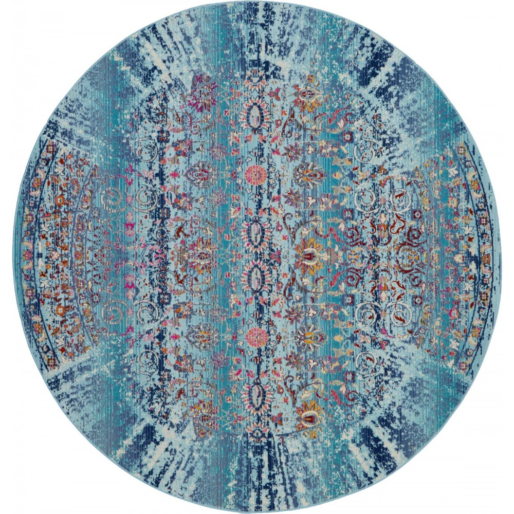 Nourison Vintage Kashan VKA02 Area Rug, Blue, 4' x Round