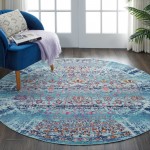 Nourison Vintage Kashan VKA02 Area Rug, Blue, 4' x Round