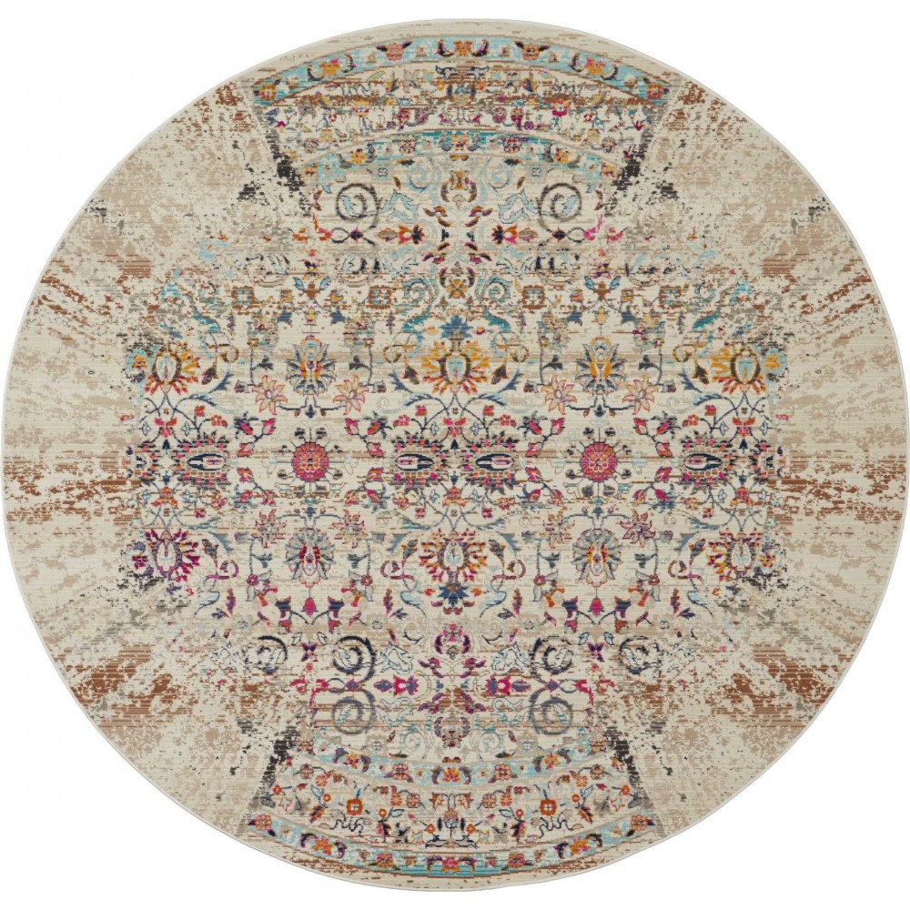 Nourison Vintage Kashan VKA02 Area Rug, Ivory, 4' x Round