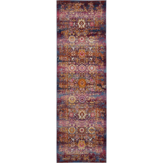 Nourison Vintage Kashan VKA03 Runner Rug, Red/Multicolor, 2' x 6'