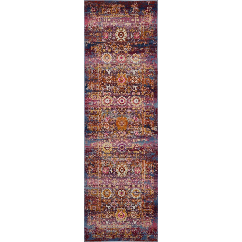 Nourison Vintage Kashan VKA03 Runner Rug, Red/Multicolor, 2'4" x 8'