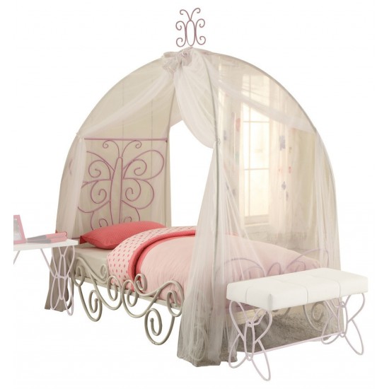 ACME Priya II Twin Bed w/Canopy, White & Light Purple