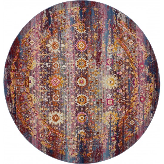 Nourison Vintage Kashan VKA03 Area Rug, Red/Multicolor, 4' x Round