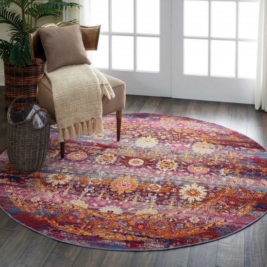 Nourison Vintage Kashan VKA03 Area Rug, Red/Multicolor, 4' x Round