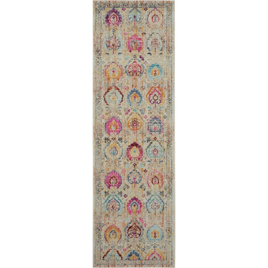 Nourison Vintage Kashan VKA04 Runner Rug, Ivory/Multicolor, 2'4" x 8'