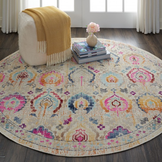 Nourison Vintage Kashan VKA04 Area Rug, Ivory/Multicolor, 4' x Round