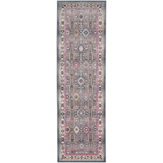 Nourison Vintage Kashan VKA05 Runner Rug, Grey/Multicolor, 2' x 6'