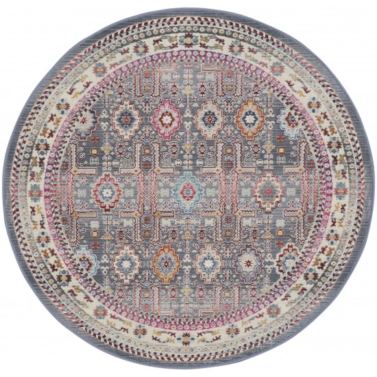 Nourison Vintage Kashan VKA05 Area Rug, Grey/Multicolor, 4' x Round