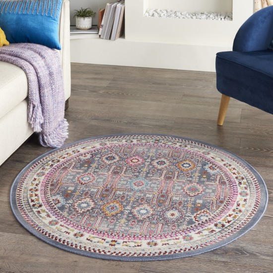 Nourison Vintage Kashan VKA05 Area Rug, Grey/Multicolor, 4' x Round